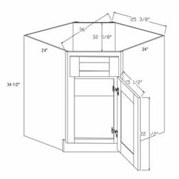 Element Glacier SBA36: Sink Base Angle Cabinet: RTA Kitchen Cabinets