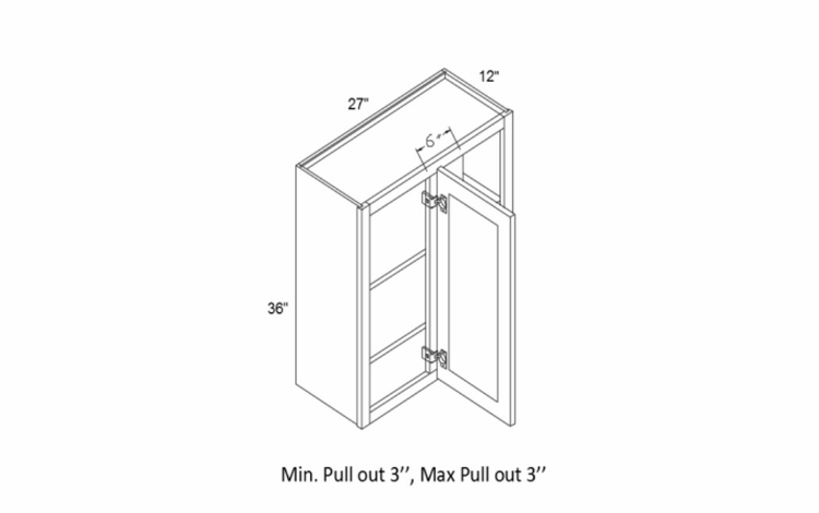 Element Glacier WBC2736: Wall Blind Corner Cabinet: RTA Kitchen Cabinets