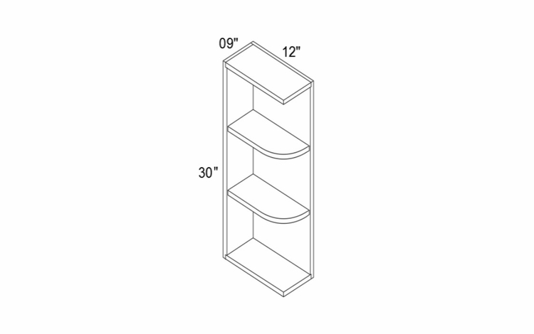 Element Glacier WOES0930: Wall Open End Shelf Cabinet: RTA Kitchen Cabinets
