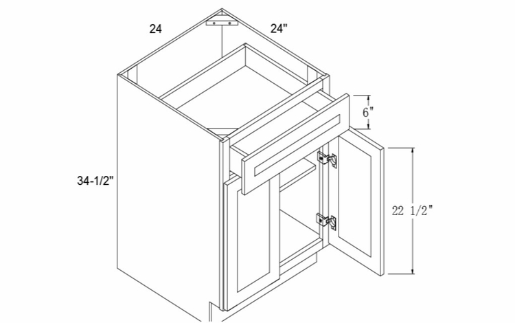 Element Ocean B24: Base Cabinet Two Doors One Drawer: RTA Kitchen Cabinets
