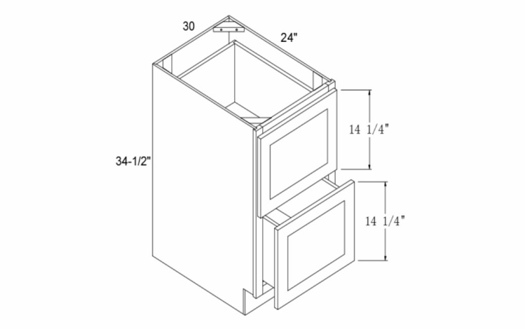 Element Ocean DB30-2: Drawer Base Cabinet With 2 Drawers: RTA Kitchen Cabinets