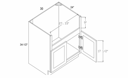 Element Ocean FSB30: Farm Sink Base Cabinet: RTA Kitchen Cabinets