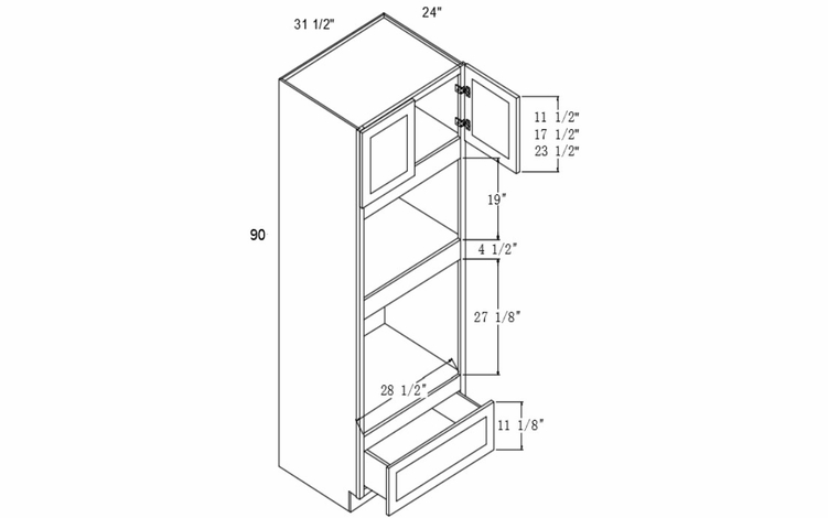 Element Ocean OC31 1/2 90S+M: Double Oven Cabinet Two Doors One Drawer: RTA Kitchen Cabinets