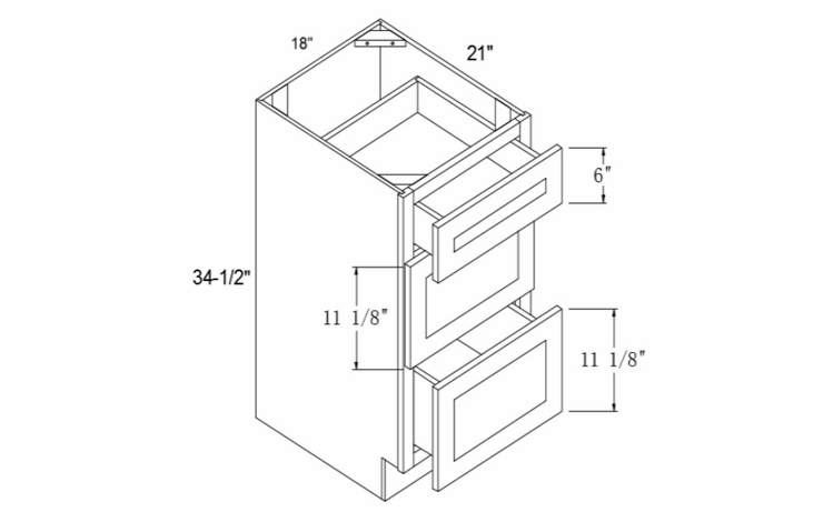 Element Ocean VDB18: Vanity Drawer Base Cabinet: RTA Kitchen Cabinets