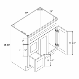 Element Ocean VSD36L: Left Vanity Sink Drawer Base Cabinet: RTA Kitchen Cabinets