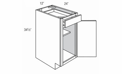 Essex Driftwood B12: 1 Door Base Cabinet: RTA Kitchen Cabinets