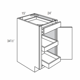 Essex Driftwood B15SCRT: Base Cabinet With Soft Close Roll-Out Trays: RTA Kitchen Cabinets