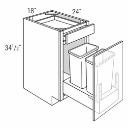 Essex Driftwood B18SFTTR-DMK: Soft Close Double Trash Bin Base Cabinet: RTA Kitchen Cabinets