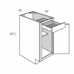 Essex Driftwood B18TTCD18: 1 Door Base Cabinet With 2 Tier Cutlery Drawer: RTA Kitchen Cabinets