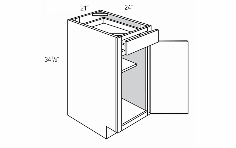 Essex Driftwood B21: 1 Door Base Cabinet: RTA Kitchen Cabinets