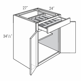 Essex Driftwood B27BUTRY: 2 Door Base Cabinet With Utility Tray: RTA Kitchen Cabinets