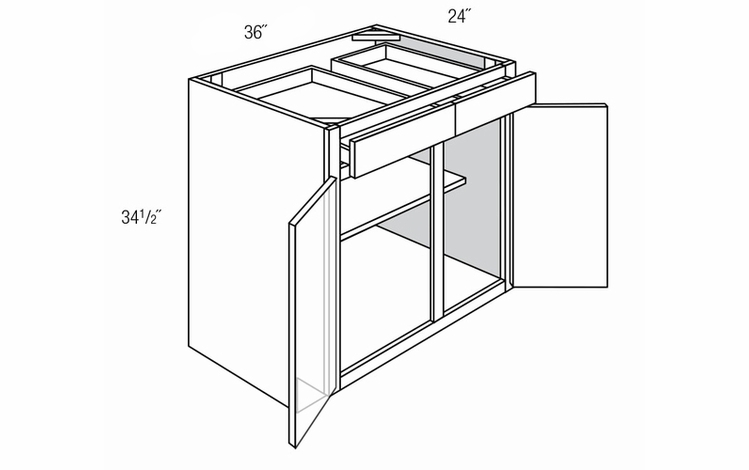 Essex Driftwood B36: Double Door Base Cabinet: RTA Kitchen Cabinets