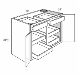 Essex Driftwood B36SCRT: Base Cabinet With Soft Close Roll-Out Trays: RTA Kitchen Cabinets