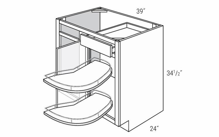 Essex Driftwood BBC42/45-PO-L: Blind Base Cabinet - Left Hinge Door: RTA Kitchen Cabinets