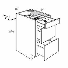 Essex Driftwood DB18CHGDR18: Drawer Base Cabinet With Charging Drawer: RTA Kitchen Cabinets