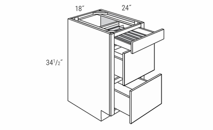 Essex Driftwood DB18CTRY: Drawer Base Cabinet With Cutlery Tray: RTA Kitchen Cabinets