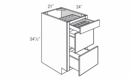 Essex Driftwood DB21TTCD: Drawer Base Cabinet With 2-Tier Cutlery Drawer: RTA Kitchen Cabinets