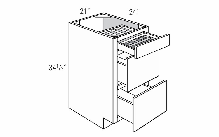 Essex Driftwood DB21TTCD: Drawer Base Cabinet With 2-Tier Cutlery Drawer: RTA Kitchen Cabinets