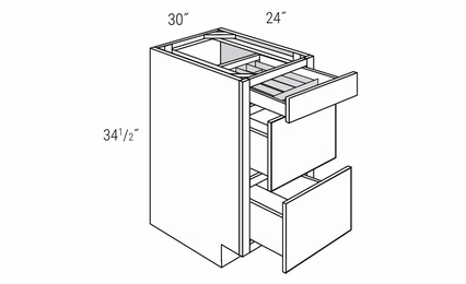 Essex Driftwood DB30UTRY: Drawer Base Cabinet With Utility Tray: RTA Kitchen Cabinets
