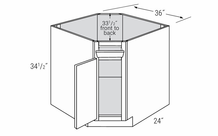 Essex Driftwood DSB36TLT: Diagonal Sink Base Cabinet With Tilt Out Tray: RTA Kitchen Cabinets