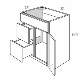 Essex Driftwood V3021D-L: Left Drawer Bathroom Vanity Cabinet: RTA Kitchen Cabinets