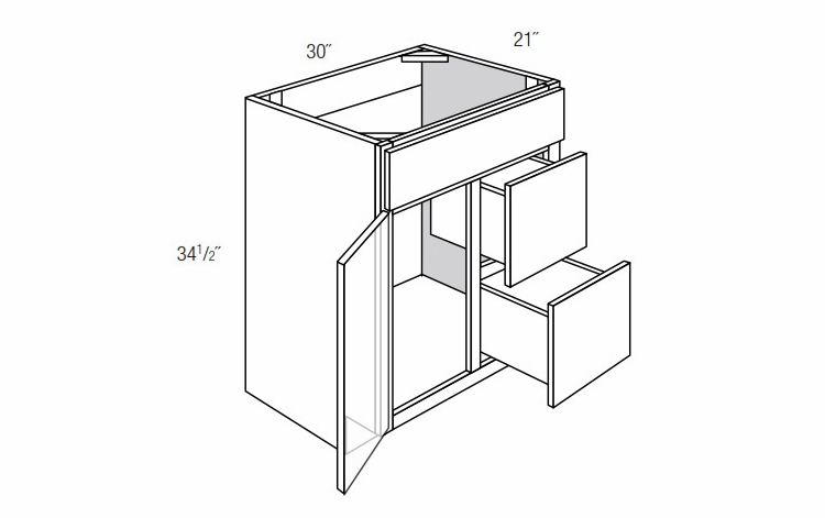 Essex Driftwood V3021D-R: Right Drawer Bathroom Vanity Cabinet: RTA Kitchen Cabinets