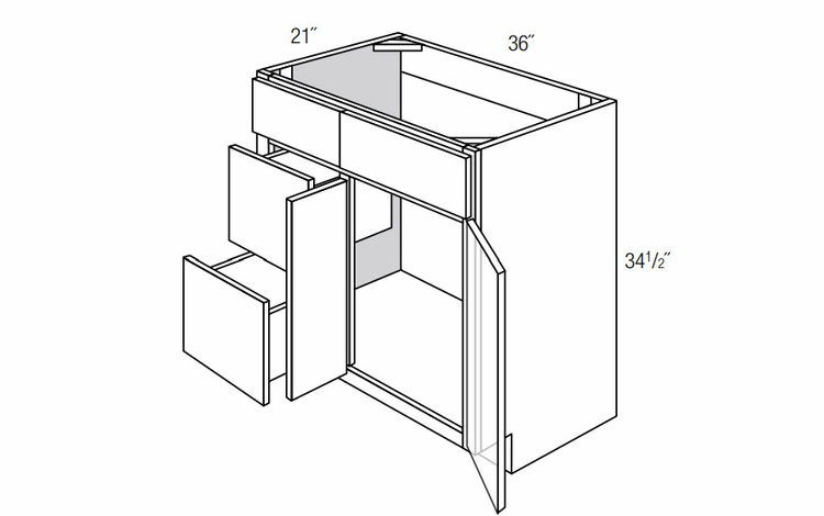 Essex Driftwood V3621D-L: Left Drawer Bathroom Vanity Cabinet: RTA Kitchen Cabinets