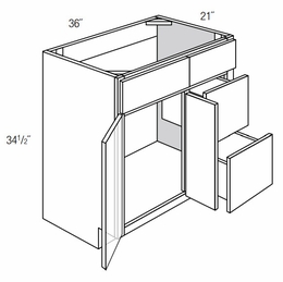 Essex Driftwood V3621D-R: Right Drawer Bathroom Vanity Cabinet: RTA Kitchen Cabinets