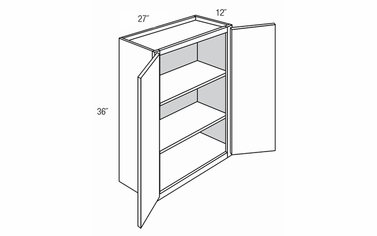 Essex Driftwood W2736B: Double Door Wall Cabinet: RTA Kitchen Cabinets