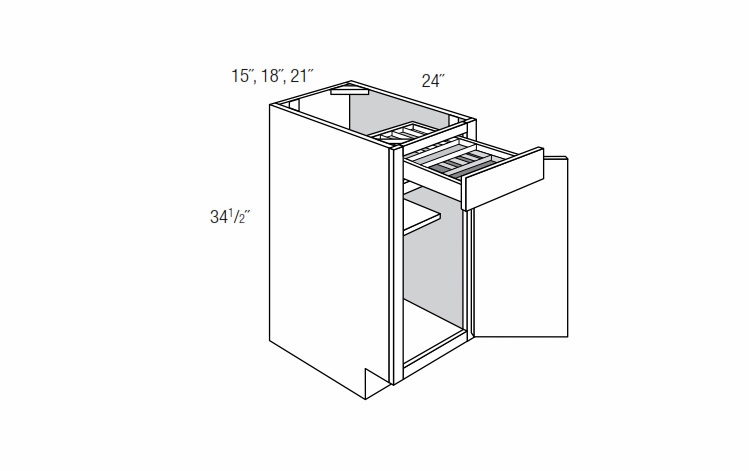 Essex Truffle B18TTCD18: Single Door Base Cabinet With 2 Tier Cutlery Drawer: RTA Kitchen Cabinets