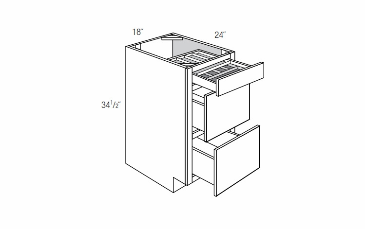 Essex Truffle DB18TTCD18: Drawer Base Cabinet With 2 Tier Cutlery Drawer: RTA Kitchen Cabinets