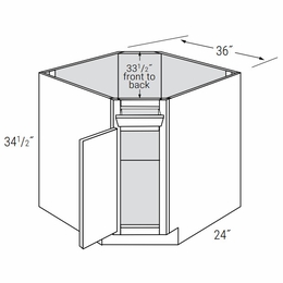 Essex Truffle DSB36-1TILT: Diagonal Sink Base Cabinet With Tilt Out: RTA Kitchen Cabinets