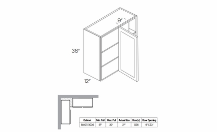 Fashion Ocean BLW27/3036: Blind Wall Cabinet: Assembled Kitchen Cabinets