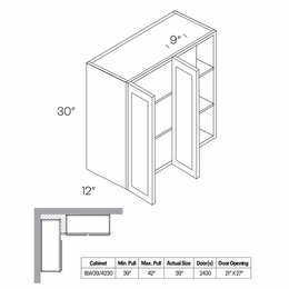 Fashion Ocean BLW39/4230: Blind Wall Cabinet: Assembled Kitchen Cabinets
