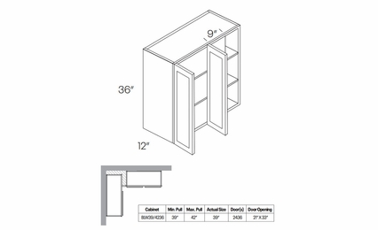 Fashion Ocean BLW39/4236: Blind Wall Cabinet: Assembled Kitchen Cabinets