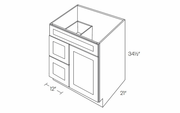 Fashion Ocean V30DL: Vanity Base Cabinet, Left Drawers: Assembled Kitchen Cabinets