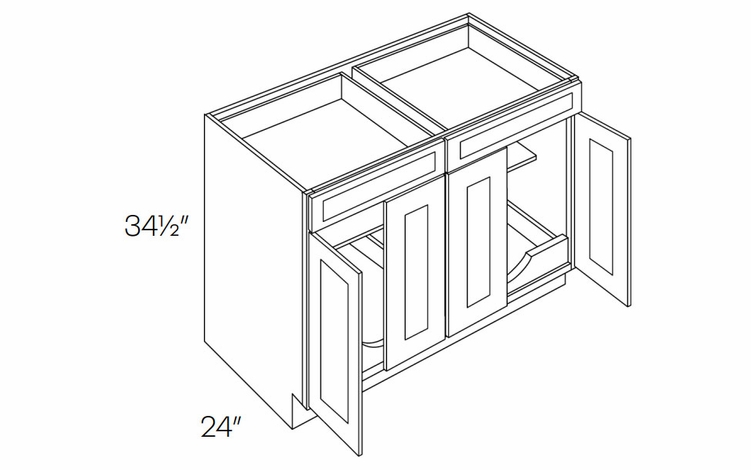 Fashion White B48-POS2: 4 Door, 2 Drawer Base Cabinet With 2 Pull Out Shelves: Assembled Kitchen Cabinets