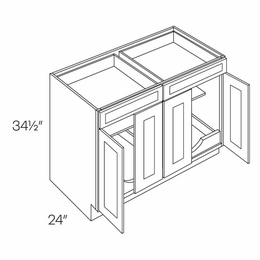 Fashion White B48-POS2: 4 Door, 2 Drawer Base Cabinet With 2 Pull Out Shelves: Assembled Kitchen Cabinets