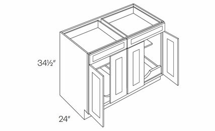 Fashion White B48-POS2: 4 Door, 2 Drawer Base Cabinet With 2 Pull Out Shelves: Assembled Kitchen Cabinets