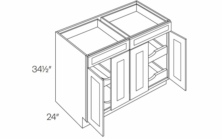 Fashion White B48-POS4: 4 Door, 2 Drawer Base Cabinet With 4 Pull Out Shelves: Assembled Kitchen Cabinets