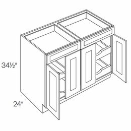 Fashion White B48-POS4: 4 Door, 2 Drawer Base Cabinet With 4 Pull Out Shelves: Assembled Kitchen Cabinets