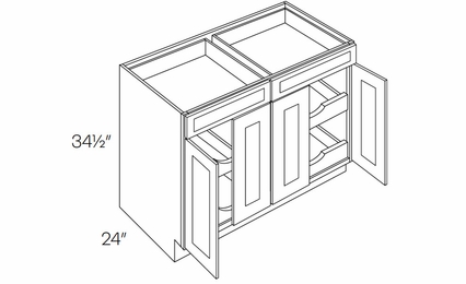Fashion White B48-POS4: 4 Door, 2 Drawer Base Cabinet With 4 Pull Out Shelves: Assembled Kitchen Cabinets