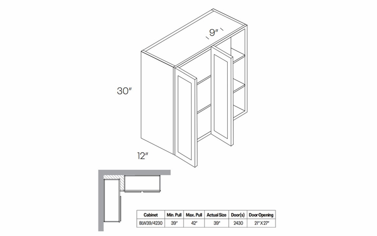 Fashion White BLW39/4230: Blind Wall Cabinet: Assembled Kitchen Cabinets