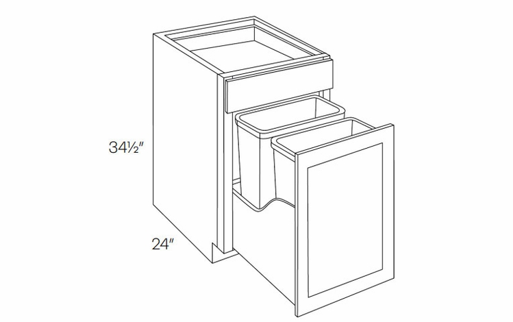Fashion White BWBK18: Wastebasket Base Cabinet: Assembled Kitchen Cabinets