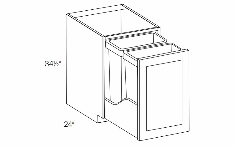 Fashion White BWBK21-FH: Full Height Wastebasket Base Cabinet: Assembled Kitchen Cabinets