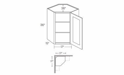 Fashion White CW2736: Diagonal Corner Wall Cabinet: Assembled Kitchen Cabinets