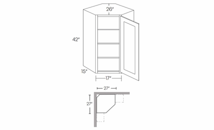 Fashion White CW2742: Diagonal Corner Wall Cabinet: Assembled Kitchen Cabinets