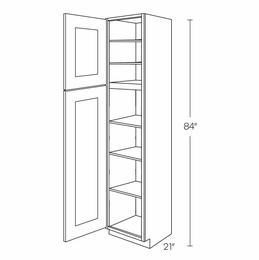 Fashion White UC1521X84L: 21" Deep Utility Cabinet With Door Hinged Left: Assembled Kitchen Cabinets