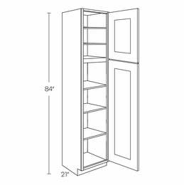 Fashion White UC1521X84R: 21" Deep Utility Cabinet With Door Hinged Right: Assembled Kitchen Cabinets