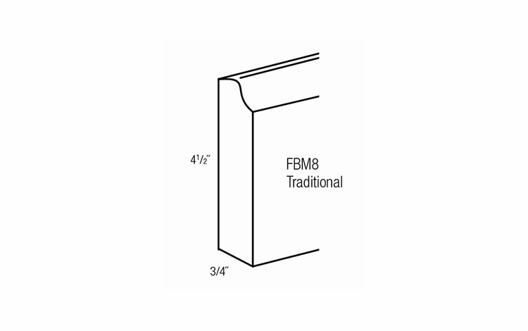 FBM8-T: Traditional Base Molding: Dover Castle RTA Kitchen Cabinet
